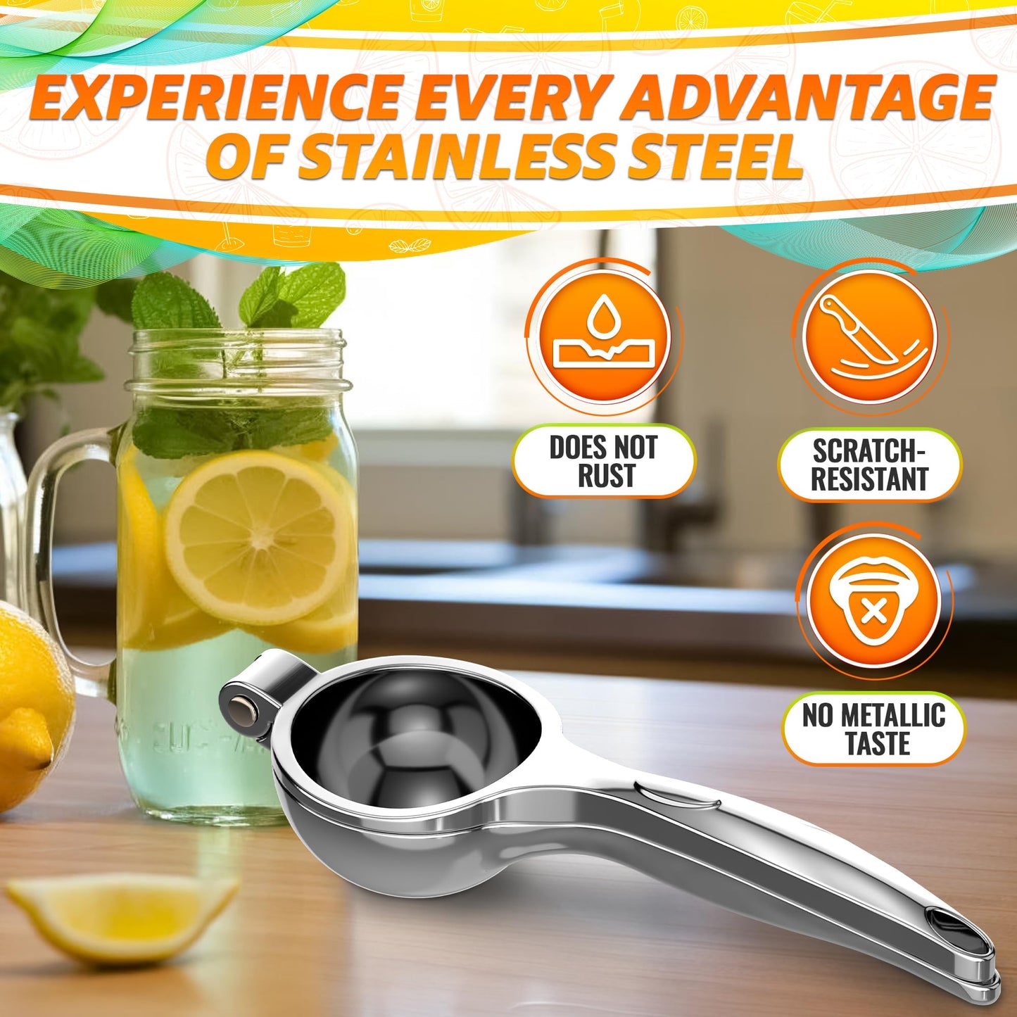 Stainless Steel Lemon Squeezer – Lemon Juicer Squeezer Manual Citrus Juicer | Dishwasher Safe Citrus Press | Corrosion-Resistant | Effortless Maximum Juice Extraction for Lemons, Limes, Oranges & More