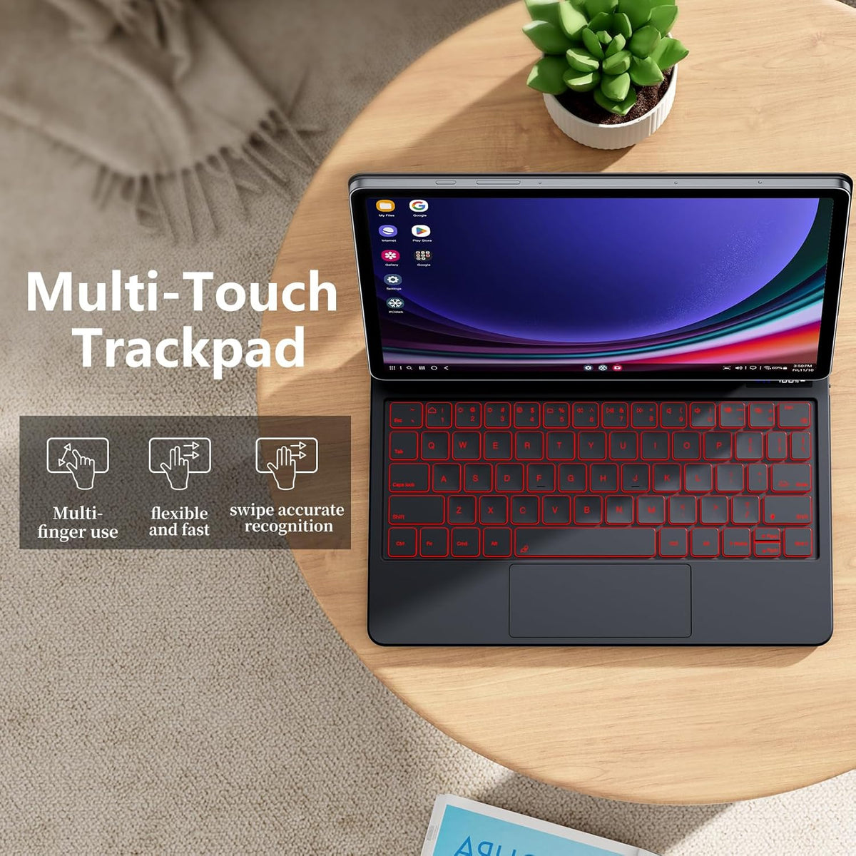 Magentic Keyboard Case for Samsung Galaxy Tab S10+/ S9+ /S9 FE+/S8+/S7+/S7 FE 12.4", 7 Color Backlit Wireless Bluetooth Magic Keyboard Case Cover Stand,Multi-Touch Trackpad,LED Power Display