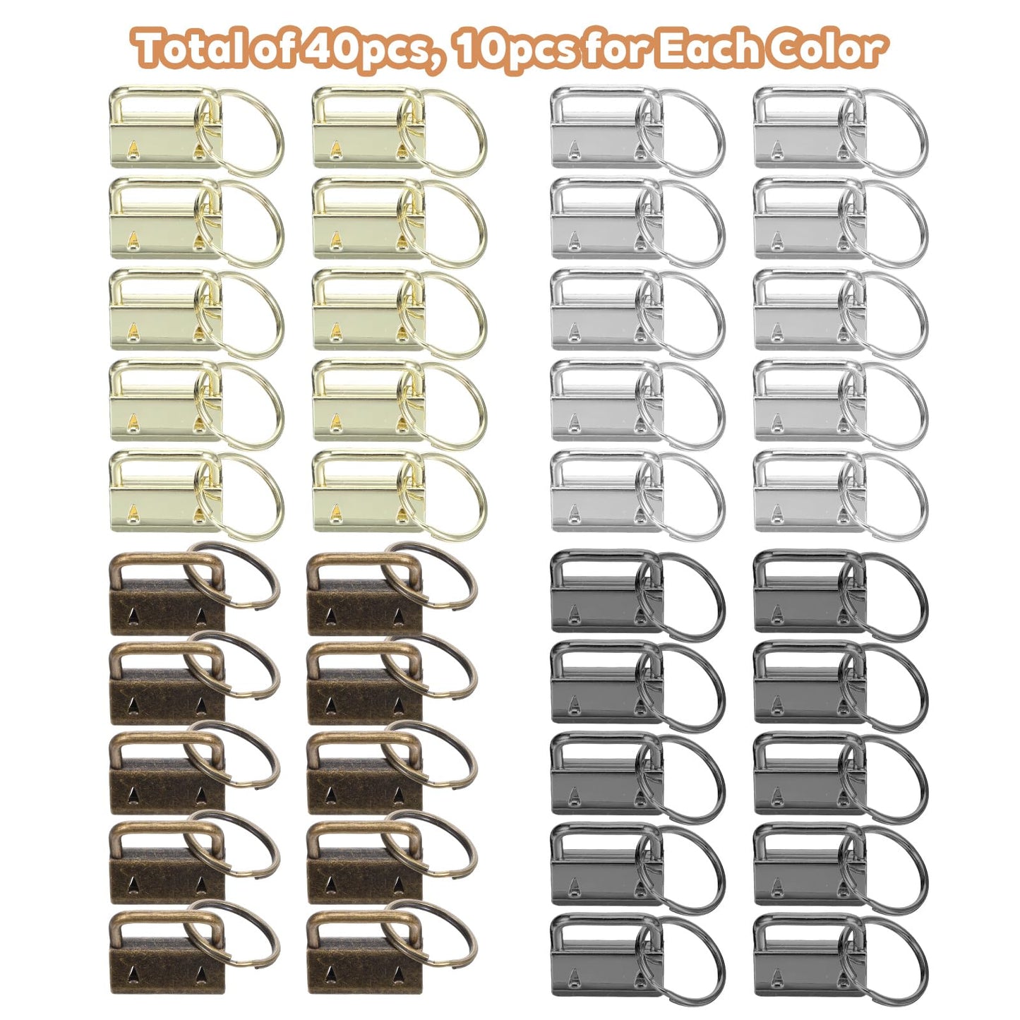 Kifmurase 40 PCS Key Fob Hardware 1 Inch Keychain Hardware Set with Split Ring for Keychain Wristlet, Lanyard, Crafts DIY Supplies for Gift(4 Colors)