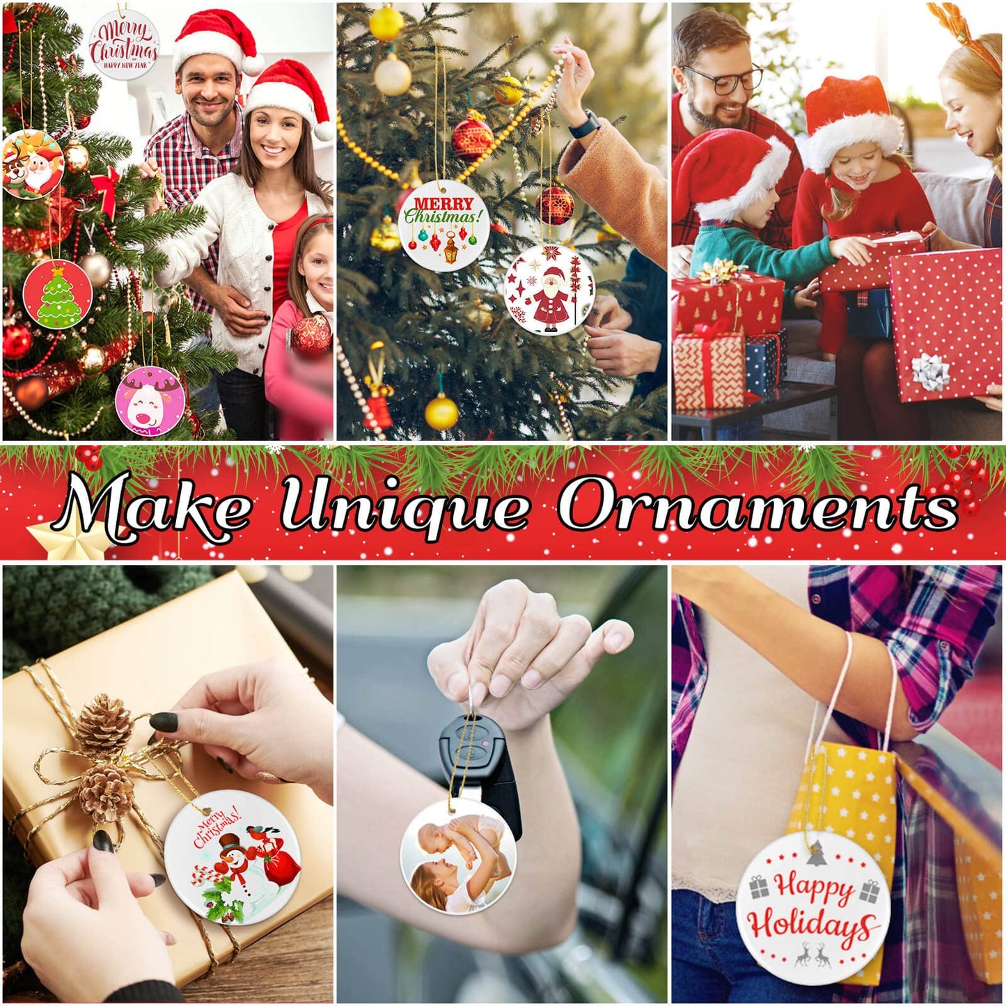 Billbotk 25 Pieces Sublimation Ornament Blanks, 3.15" Round Blank Sublimation Ornaments Sublimation Christmas Ornament Blanks for Christmas Tree Décor, DIY Handmade Crafts(3.15 inches)
