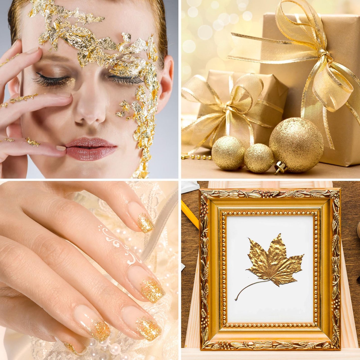 200/400 Pcs Available Gold Leaf Sheets for Art & DIY Projects, Gold Foil Sheets, Gold Flakes for Resin, Gilding Crafting, Nails, Furniture, Home Decor - 5.5" (400)