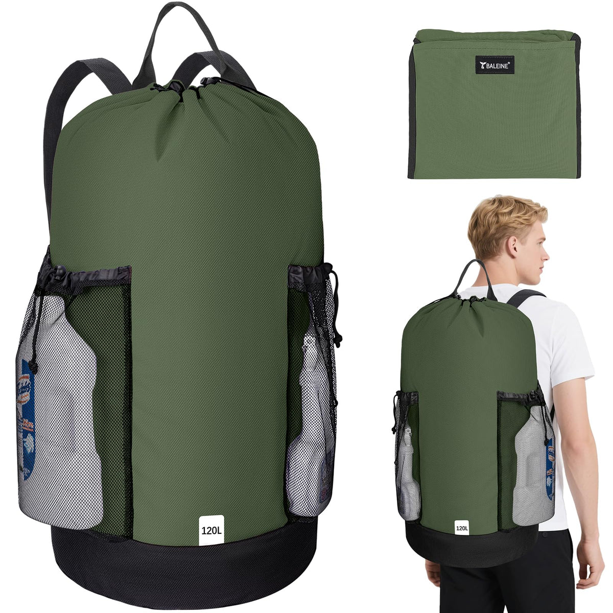 2PK 120L Laundry Bag Backpack (2 Count)