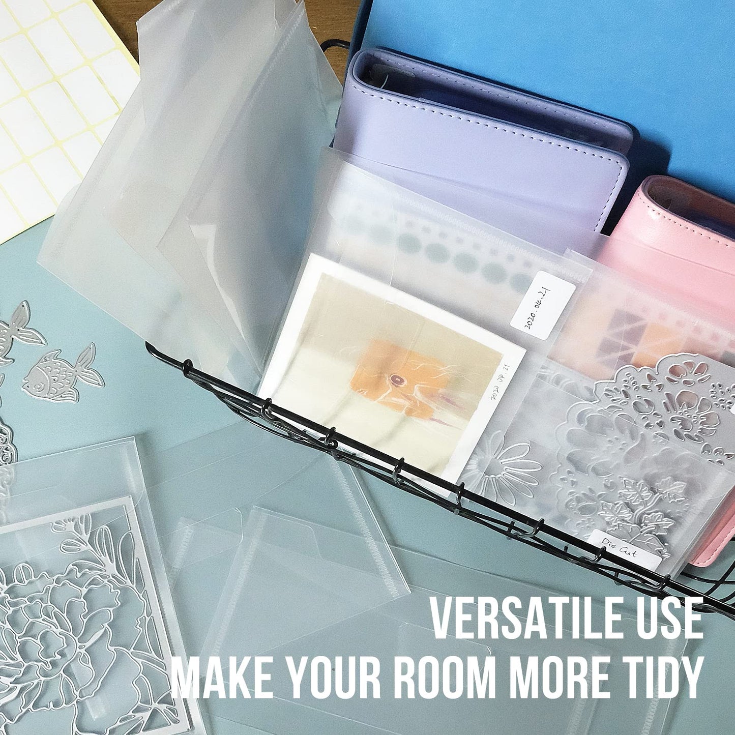 20 PCS Clear Stamp & Die Storage Bag and Rubber Magnetic Sheets, 7 x 5 Inch Resealable Large Plastic Envelope Pocket for Card Making DIY Scrapbooking Paper Craft Cutting Dies Stencil (0.6mm Thickness)