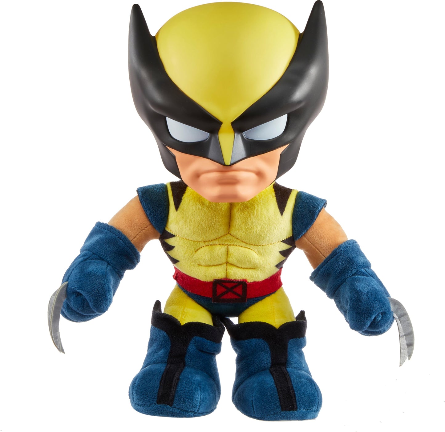 Mattel Marvel X-Men Plush Toy with Sounds & Talking, ’97 Wolverine Collectible with Yellow Suit & Retro Animation Style