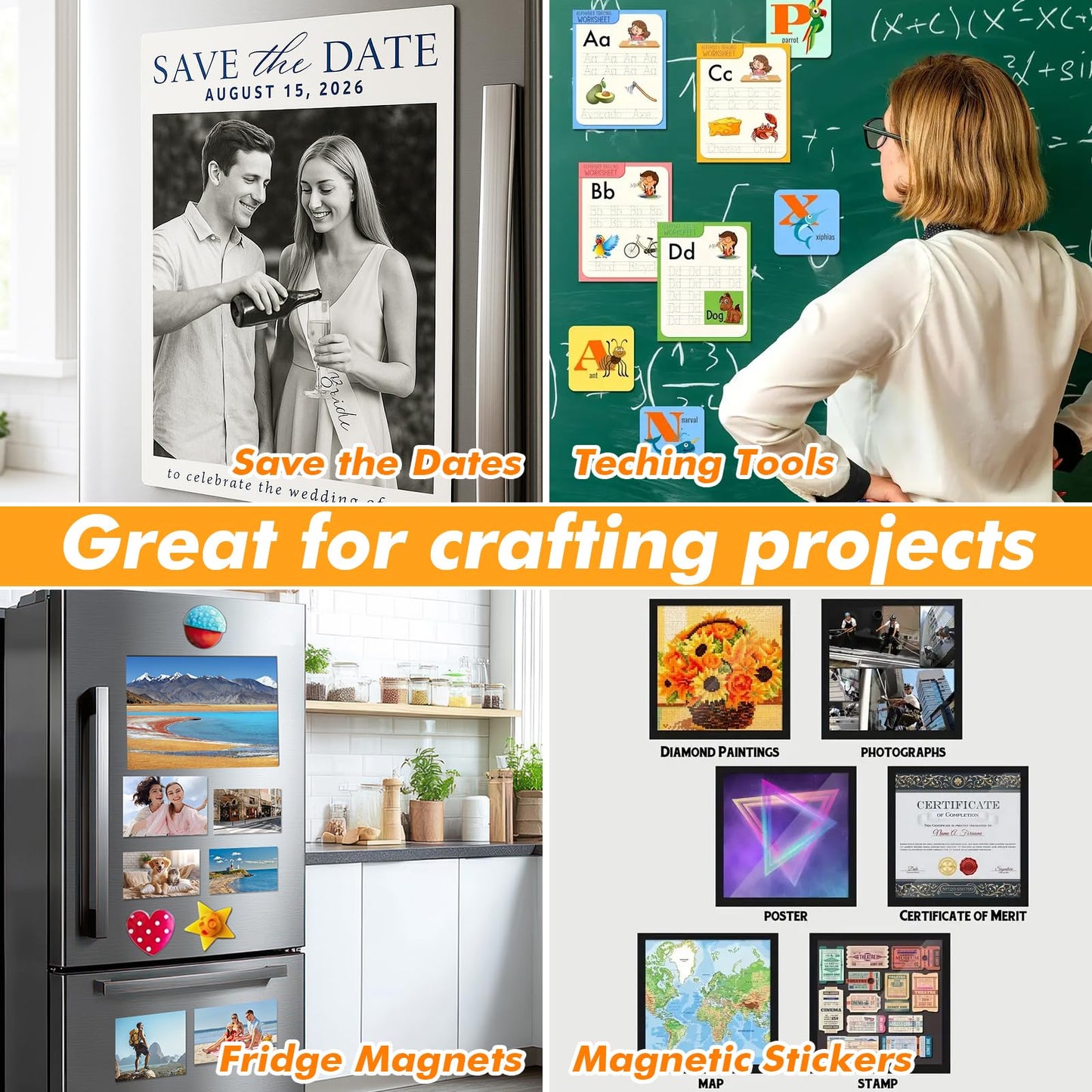 GcFoir Adhesive Magnetic Sheets 8.5 x 11 Inch, 50 Packs Magnetic Sheets with Adhesive Backing - 0.5mm Thickness Flexible Magnet Sheets for Dies Storage, Craft Projects, Photos, School, Office