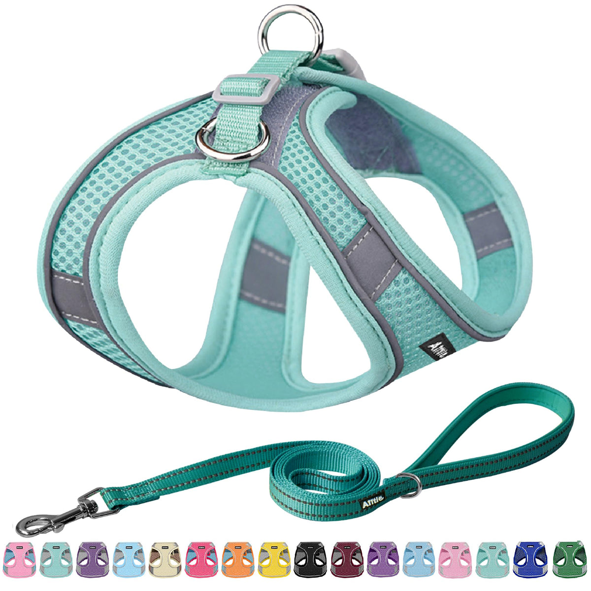AIITLE Medium Dog Harness and Leash Set, Step-in Puppy Pet Vest, Orange M