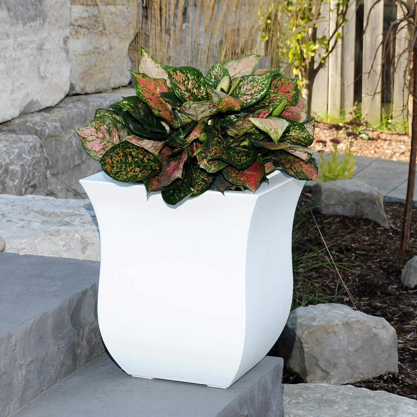 Mayne 5873-W Polyethylene Planter, White 16x16