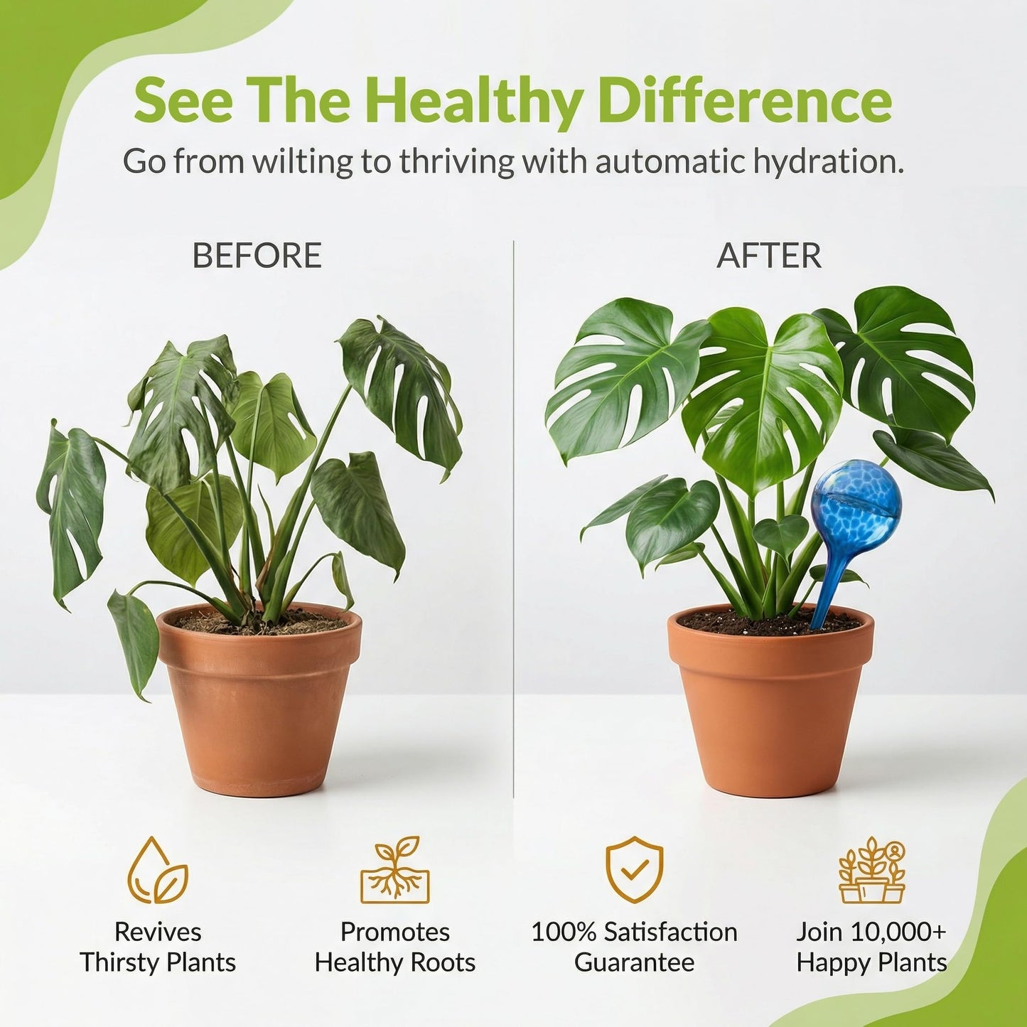 Little Green Leaf Automatic Plant Watering Globes Self Watering Planter Inserts (Set of 4) | Hands Free Multicolor Glass Bulbs | Planter Spikes to Support Indoor & Outdoor Plant Health (350ml)