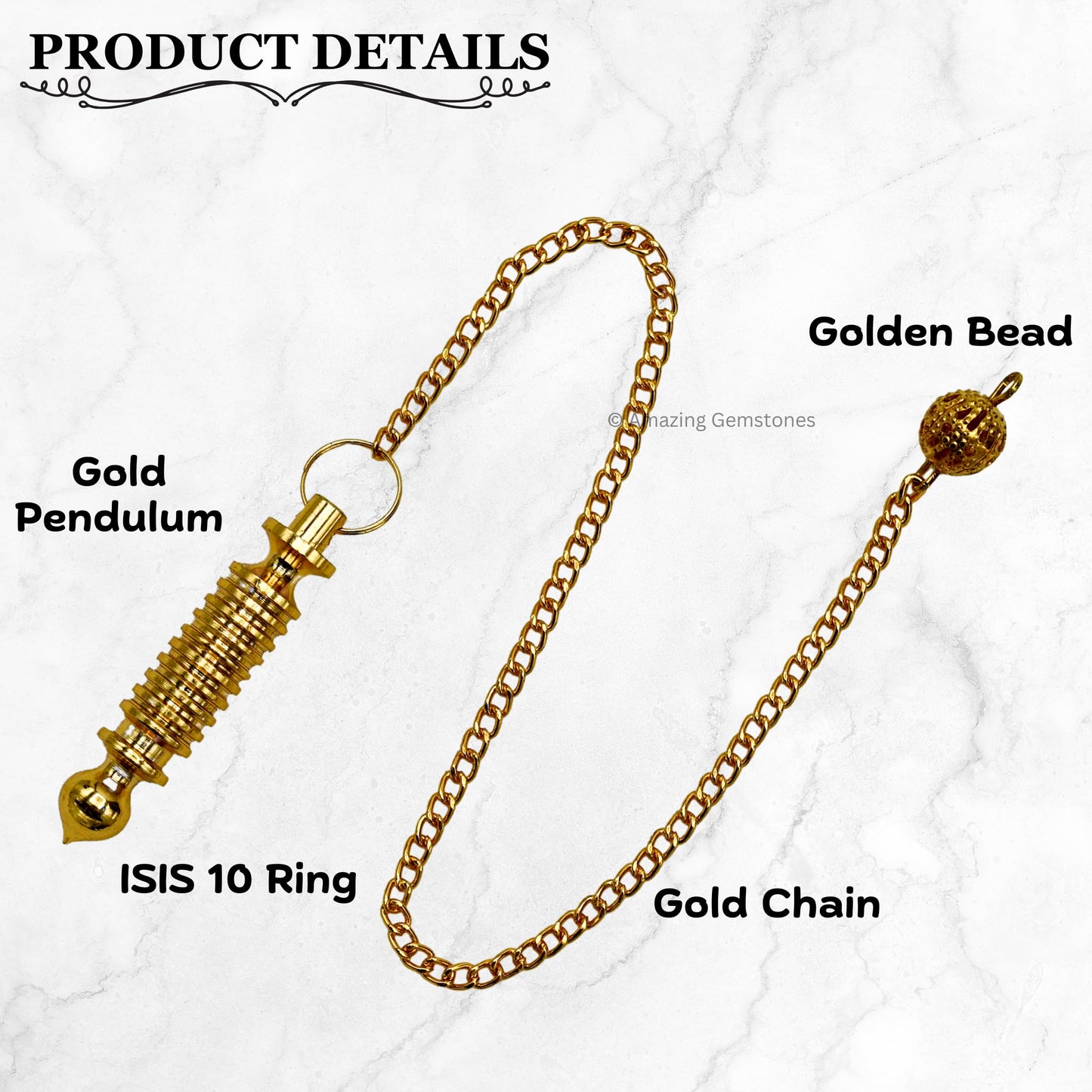 Amazing Gemstone Healing Metal Pendulums for Divination, Gold 10 Ring Double ISIS Steel Copper Pendulum High Energy Pendulo de Bronce Pendulos de Mesa MP35