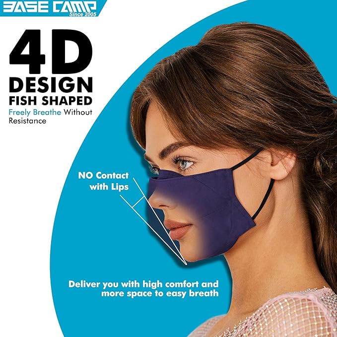 BASE CAMP Reusable Cloth Dust Face Masks 100% Cotton Washable Adjustable Breathable Fabric Mask with Filter Pocket