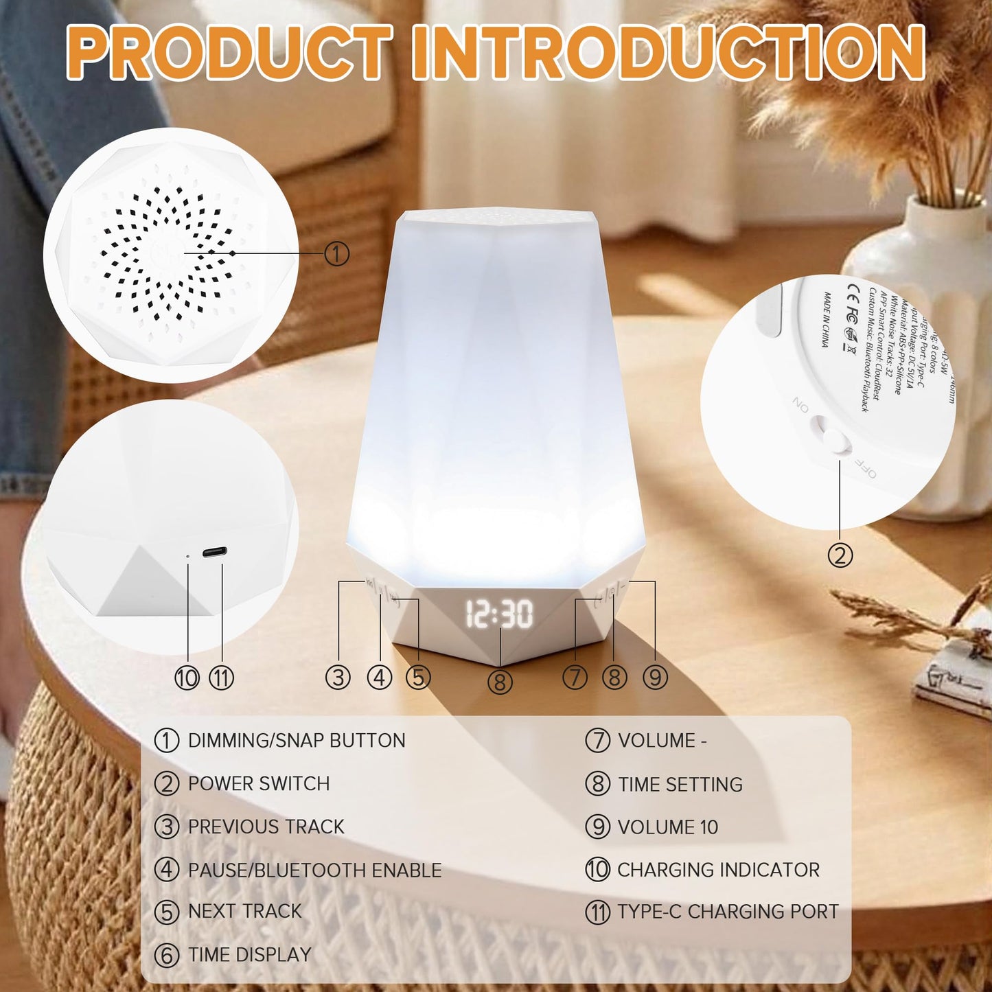 Sleep Sound Machines，White Noise Machine for Baby Sleeping with Night Light, Portable Sound Machine with 32 Soothing Sounds, 8 Night Light Colors, Timer, App Remote Control, Personal Sleep Routine