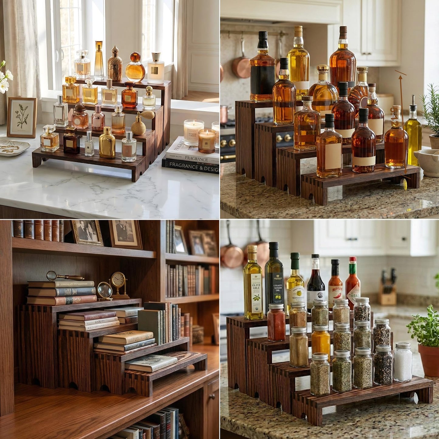 2 Set Wooden Tiered Risers Display Stands for Vendor Events,Stackable Wood Cupcake Display Stand,Farmhouse Decor Wood Dessert Table Display Set,Vendor Booth Display Items,Food Display Risers for Party