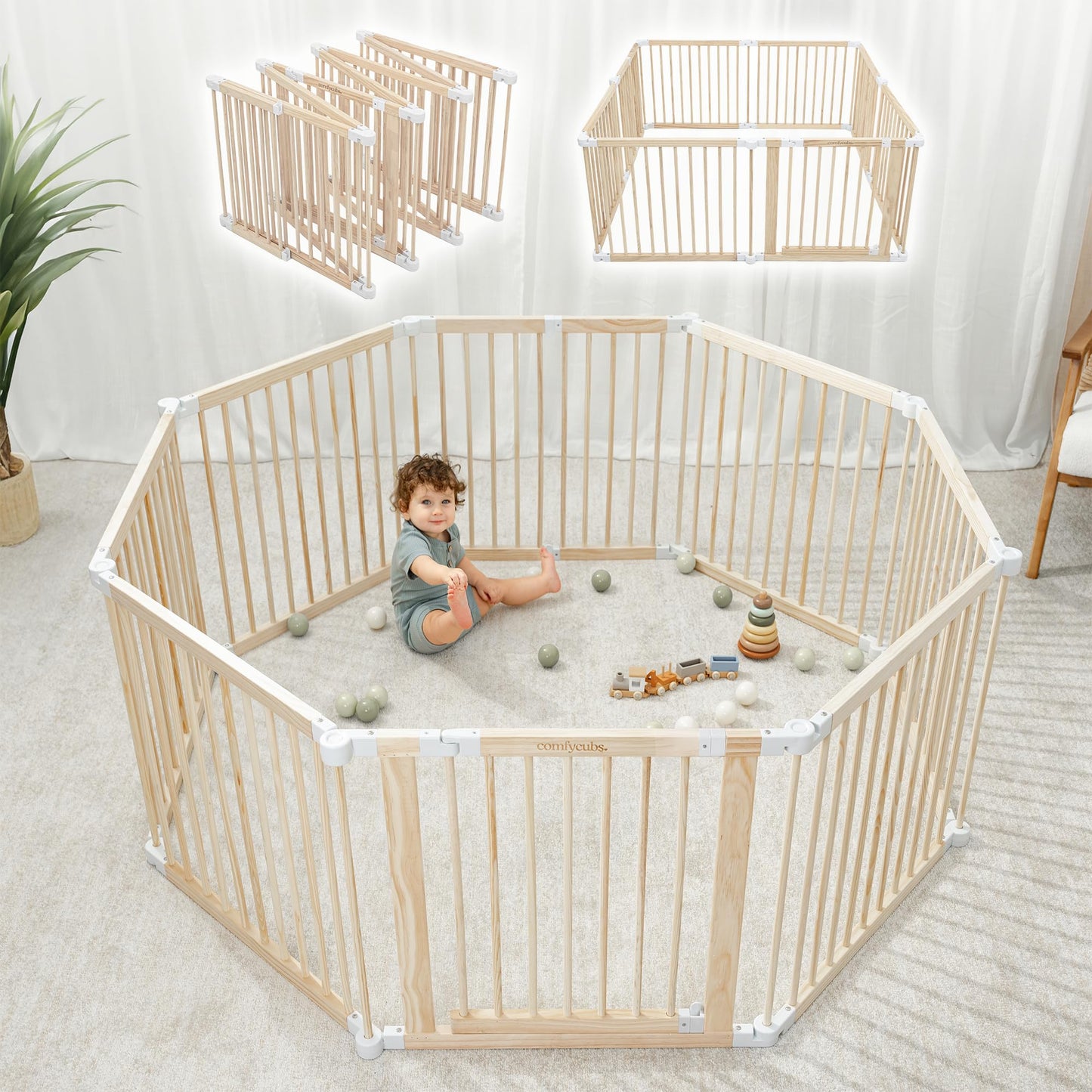 Comfy Cubs Stacking Rocks and Baby Gate Playpen Bundled