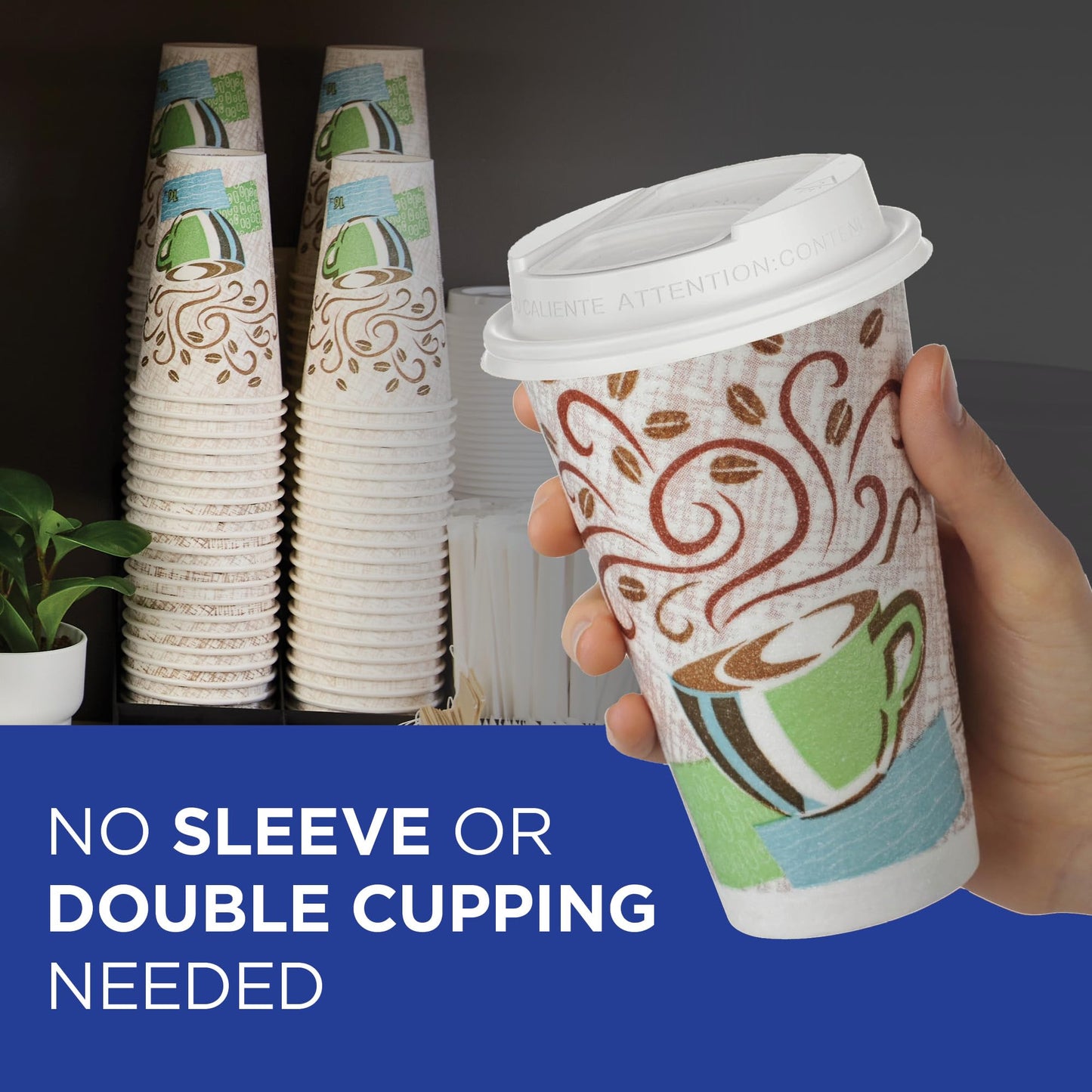 Dixie PerfecTouch 12 oz Paper Coffee Cups by GP PRO, Coffee Haze Design, 500 Count (25 Disposable Cups for each Sleeve, 20 Sleeves Per Case), 5342DX
