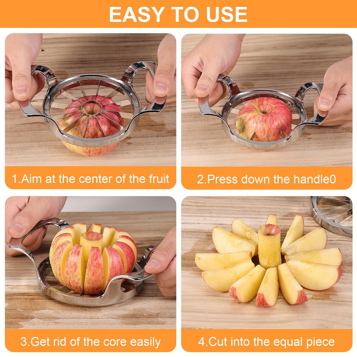 Obsoorth Apple Slicer with 12 Blades Extra Large Heavy Duty Stainless Steel Apple Corer, Dishwasher Safe Easy to Use Sharp Apple Slicer and Corer for Vegetables, Fruit and Pineapple
