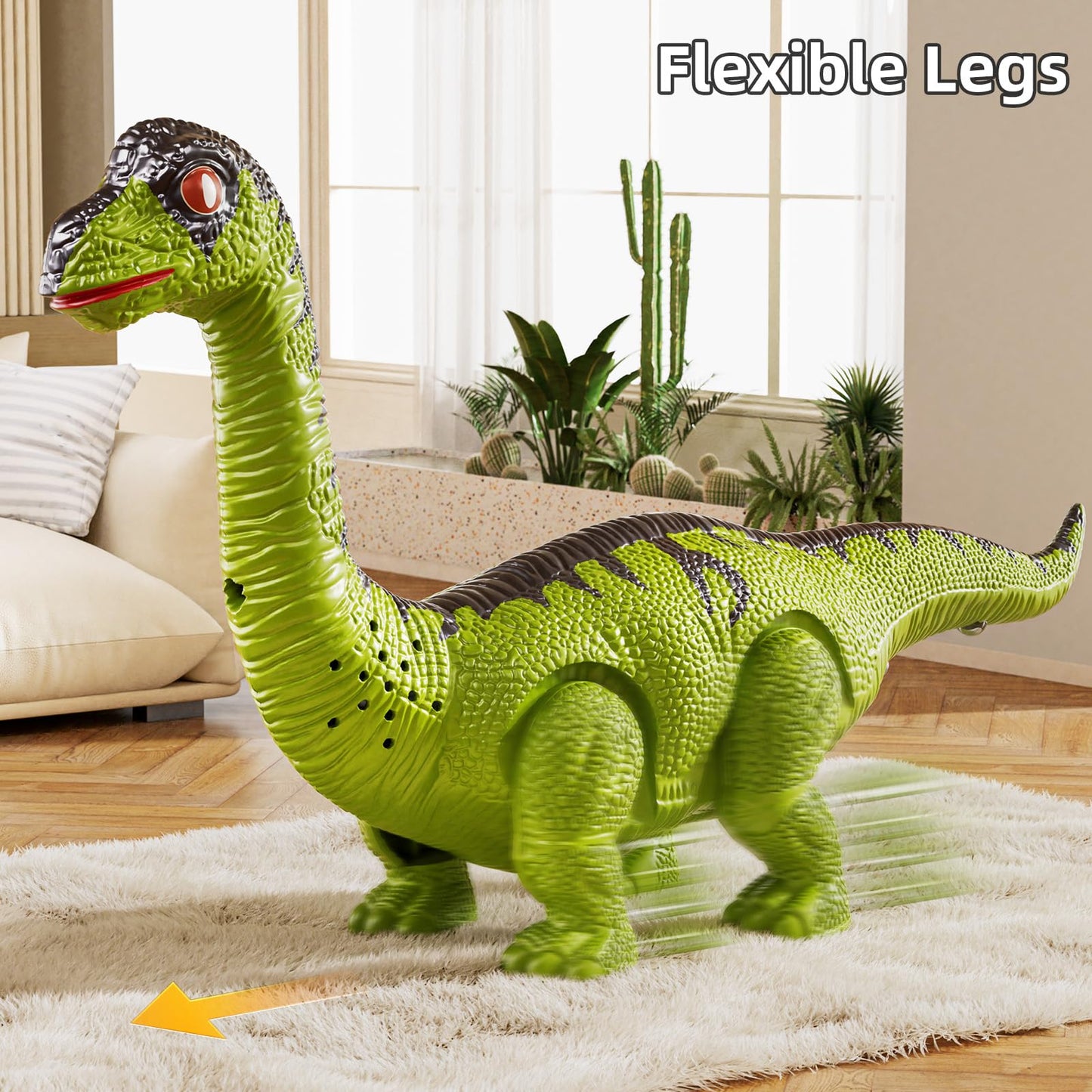 TEMI 3 Pack Electrical Walking Dinosaur Toys for Toddlers 3-4 3-5 Years with Sound and Light Up, Toddler Robot Dinosaur, Brachiosaurus, Stegosaurus Dinosaur Figures for Kids