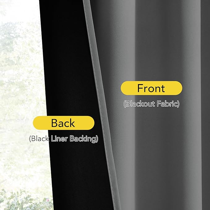 NICETOWN 100% Blackout Sidelight Door Curtain for French Front Window, Thermal Insulated Door Curtains for Kitchen, Privacy Thermal Insulated Side Window Cover, W25 X L64, Grey, 1 Panel