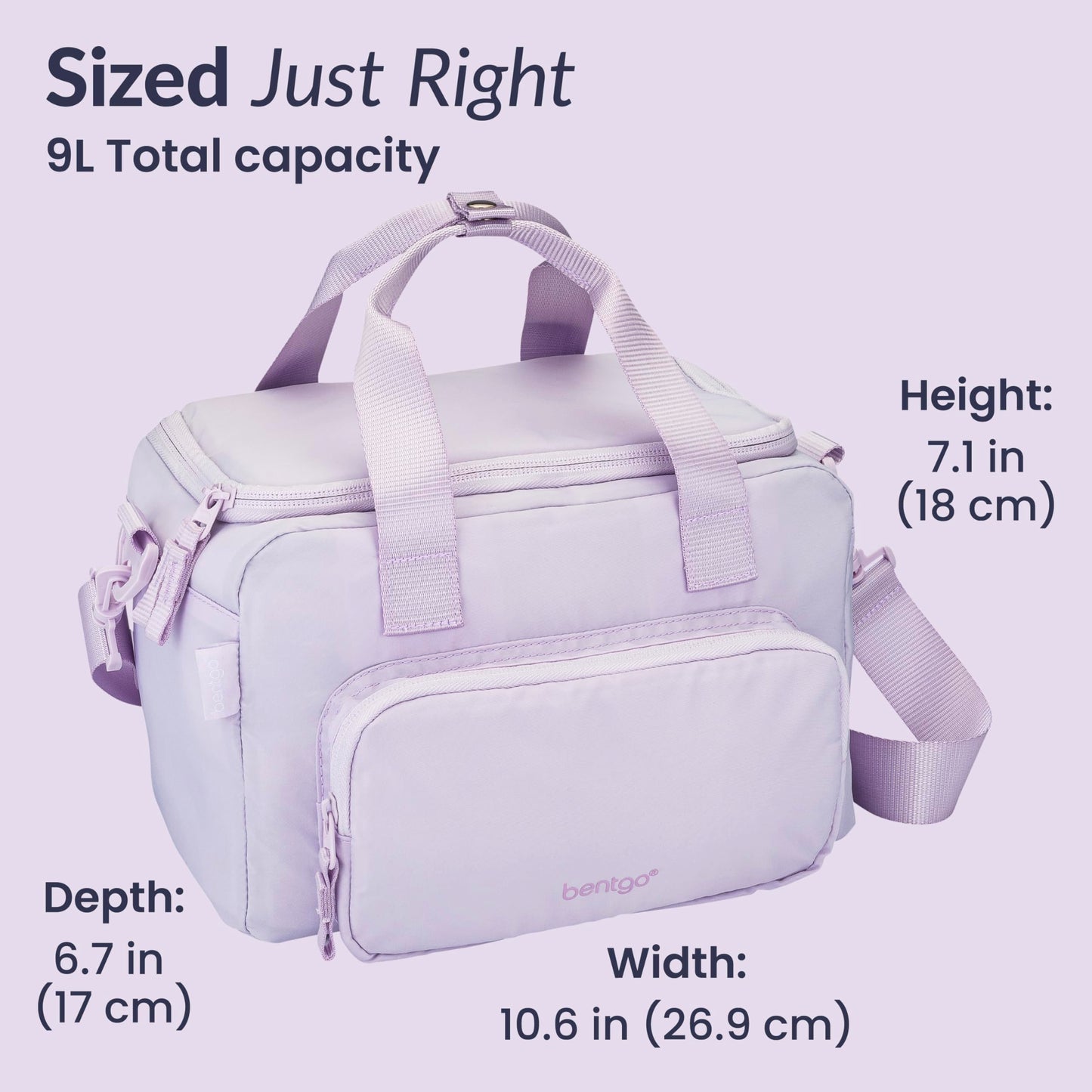 Bentgo Insulated Lunch Bag – Extra-Large Capacity Adult Lunch Bag with Shoulder Strap and External Storage Compartment, Durable, Lightweight, Ideal for Work, School, & Meals On the Go (Lavender)