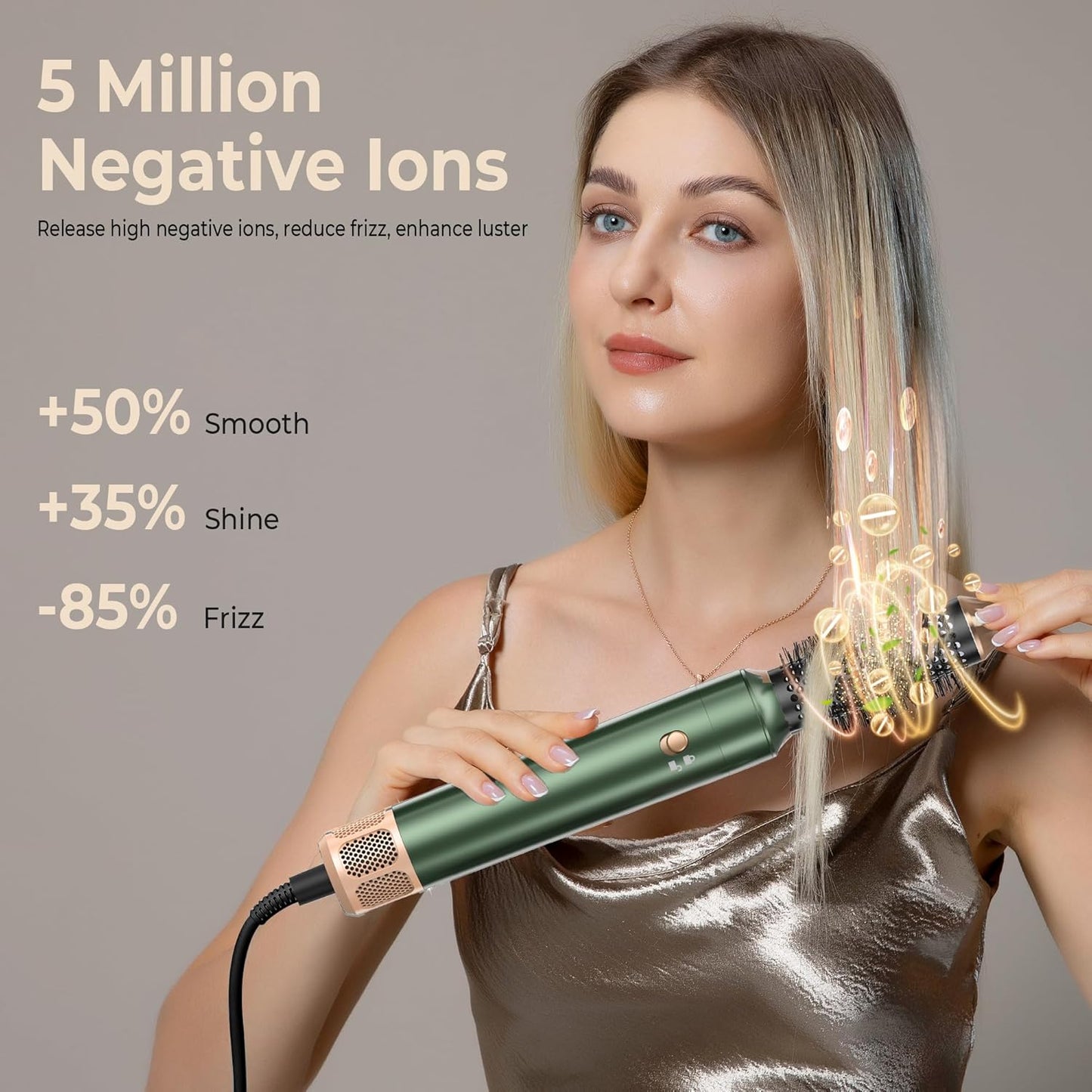 7 in ONE Hair Dryer Brush, Powerful Blow Dryer Brush with Auto- Wrap Curler, Detachable Fast Drying, Volumizing, Curling, Straightening, Ionic Hair Dryer with Diffuser, Hair Styling Tools 100-120V