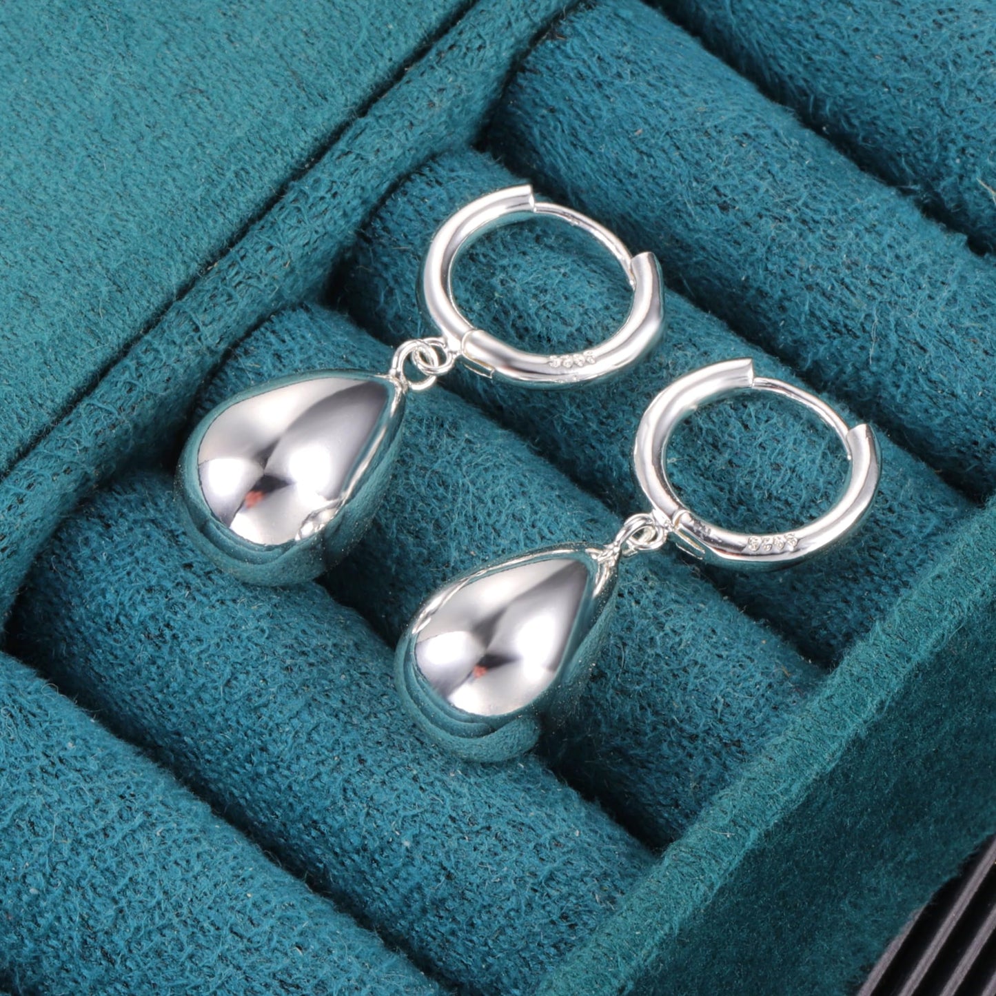 Silver Dangle Huggie Hoop Earrings for Women 925 Sterling Silver Post Teardrop Earrings Hypoallergenic Dangle Hoop Earring Silver Jewelry Gift