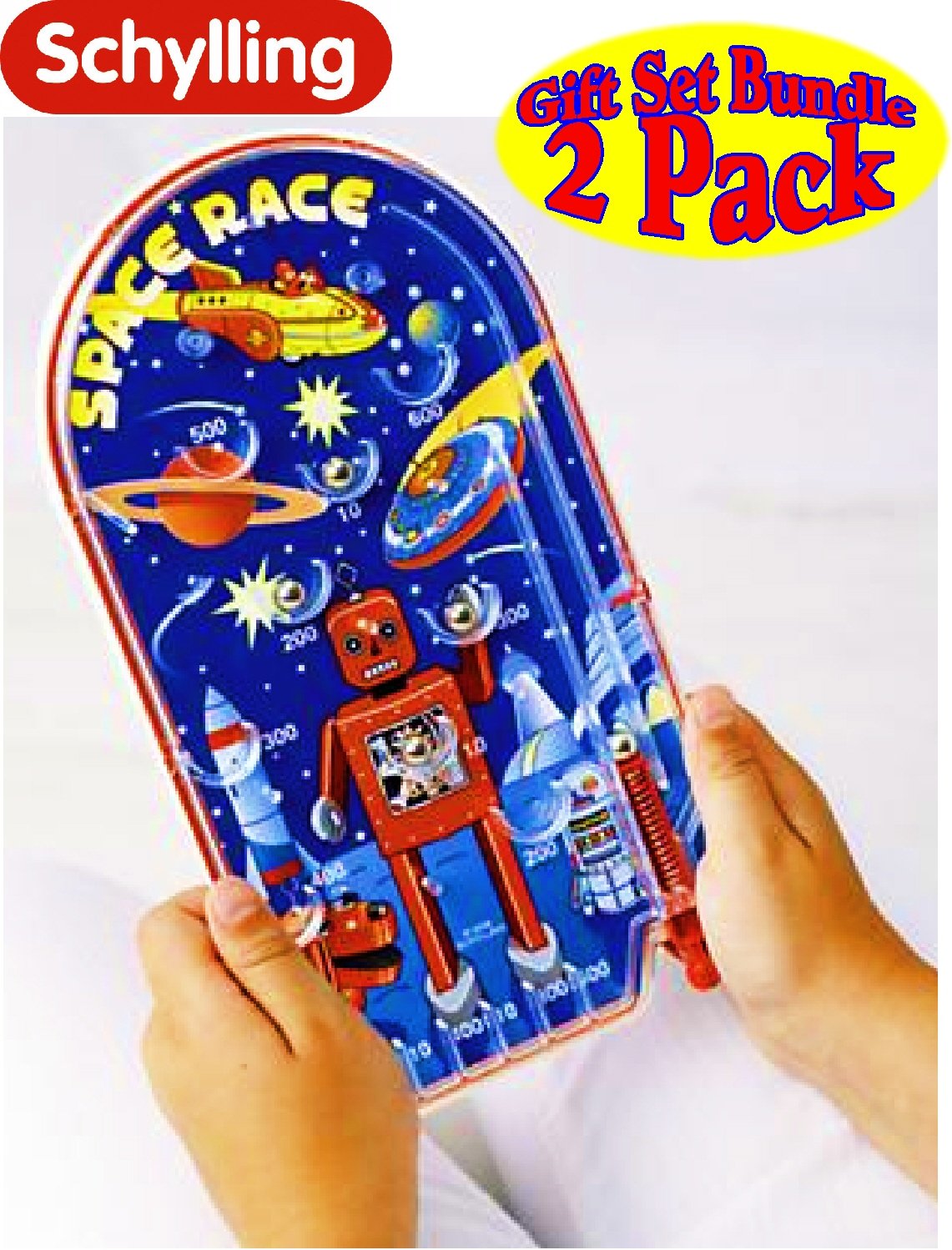 Schylling Classic 10" Pinball Games Space Race & Home Run! Baseball Gift Set Bundle - 2 Pack