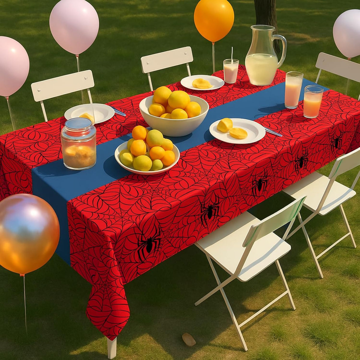 3-Pack Spider Theme Tablecloths - 54x108 Inch Disposable Plastic Table Covers for Birthday & Halloween Parties, Red & Blue Web Design Decorations for Little Ones, Adults, Indoor/Outdoor Event