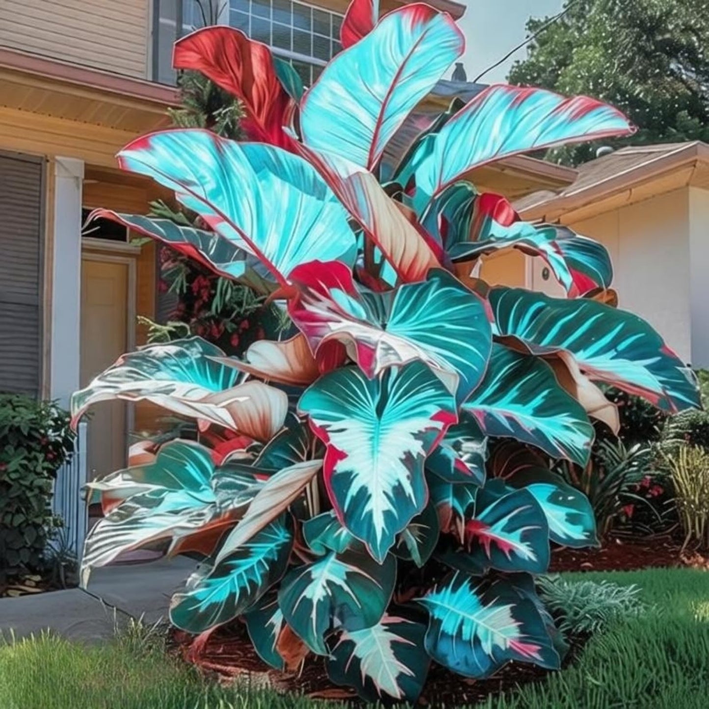 OJHJXUG Elephant Ear-Attracts Pollinators-Cold-Hardy-Compact Growth Habit-Mix Blue Foliage-Low-Maintenance (8)
