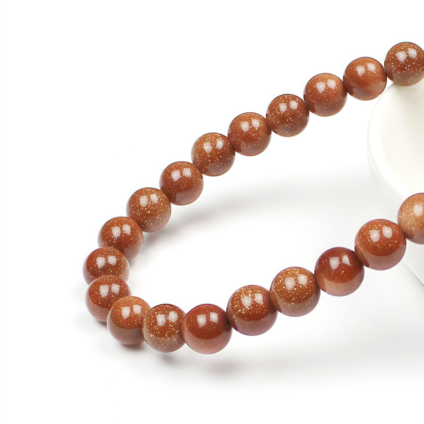 MJDCB AAA Natural Gold Sand Gemstone Loose Round Beads Spacer Beads for Jewelry Making (10mm)