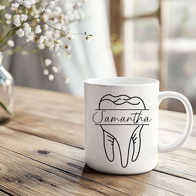 Personalized Dentist Dental Hygiene Mug - Dental Assistant Mug - Dental Nurse Orthodontics Graduation Gift - Dentist Custom Name 11Oz 15Oz - Dental Squad