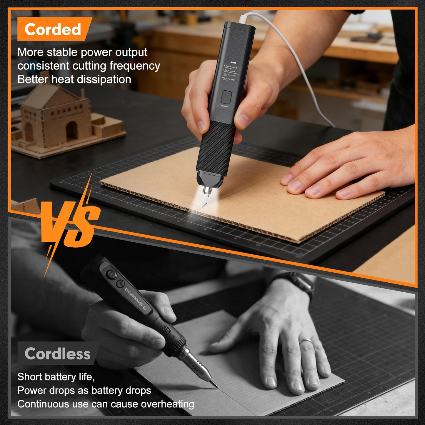 Ultrasonic Cutter, 40kHz High Precision Ultrasonic Cutting Knife, 30W Corded Ultrasonic Knife for Better Cooling, Effortless Support Removal Tool for Resin, Plastic, PCB, Leather, Hobby DIY Craft
