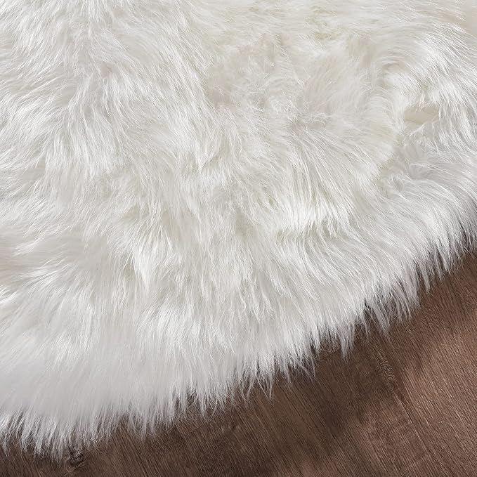 Goolela White Faux Sheepskin Fur Rug 2x6 Fluffy Fuzzy Furry Runner for Bedroom Bedside Shaggy Soft Sheepskin