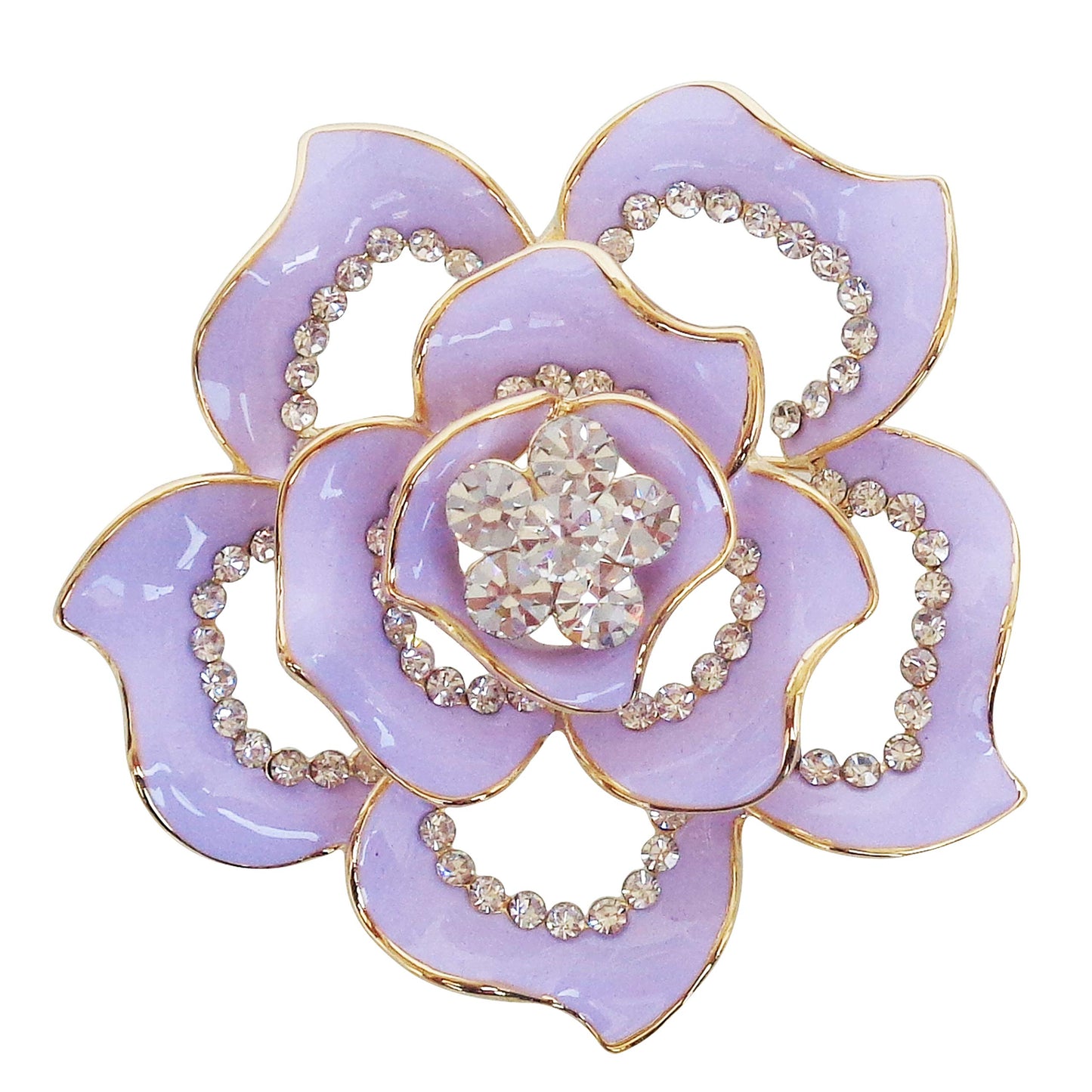 Navachi 18k Gold Plated Crystal Purple Enamel Rose Flower Az7198b Brooch pins