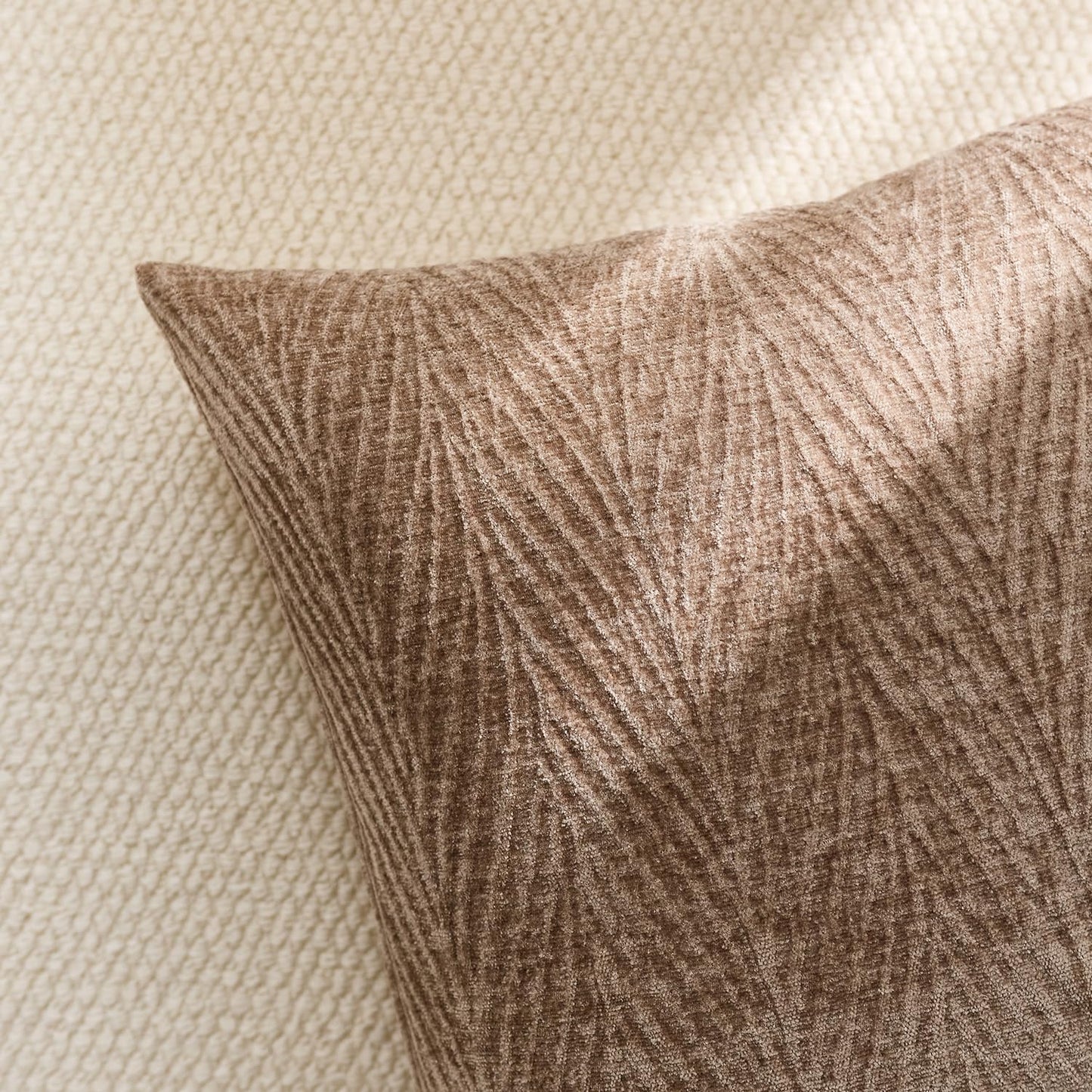 HALANS Spring Pillow Covers 12x20 Inch Set of 2, Soft Decorative Throw Pillow Covers with Leaves Texture, Hidden Zipper for Home Sofa Bed Couch (Tan, 12" x 20" (Pack of 2))