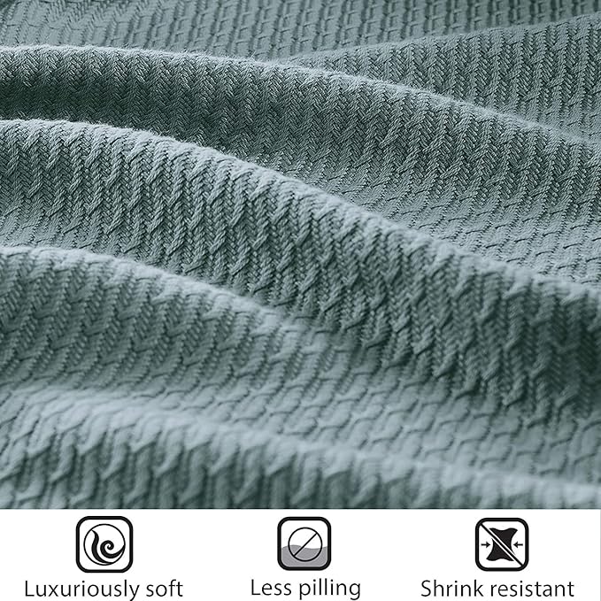 Madison Park Soft Certified 100% Egyptian Cotton Breathable Cozy Blanket, Premium Waffle Knit Classic Design, Luxury All Season Lightweight Cover for Bed, Couch and Sofa, Teal King(108"x90")