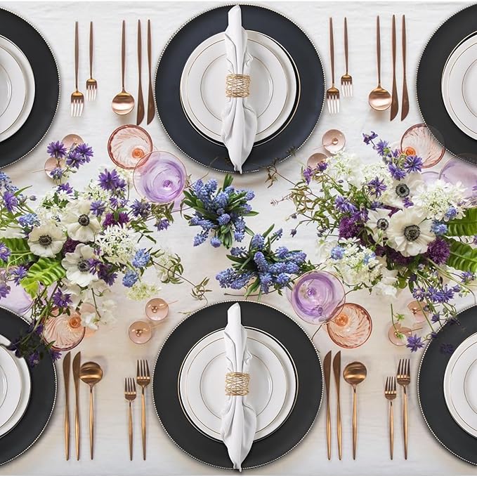 MAONAME Black Charger Plates, 13" Plastic Round Charger for Dinner Plates, Plate Chargers Set of 12, Beaded Table Chargers for Wedding, Table Setting
