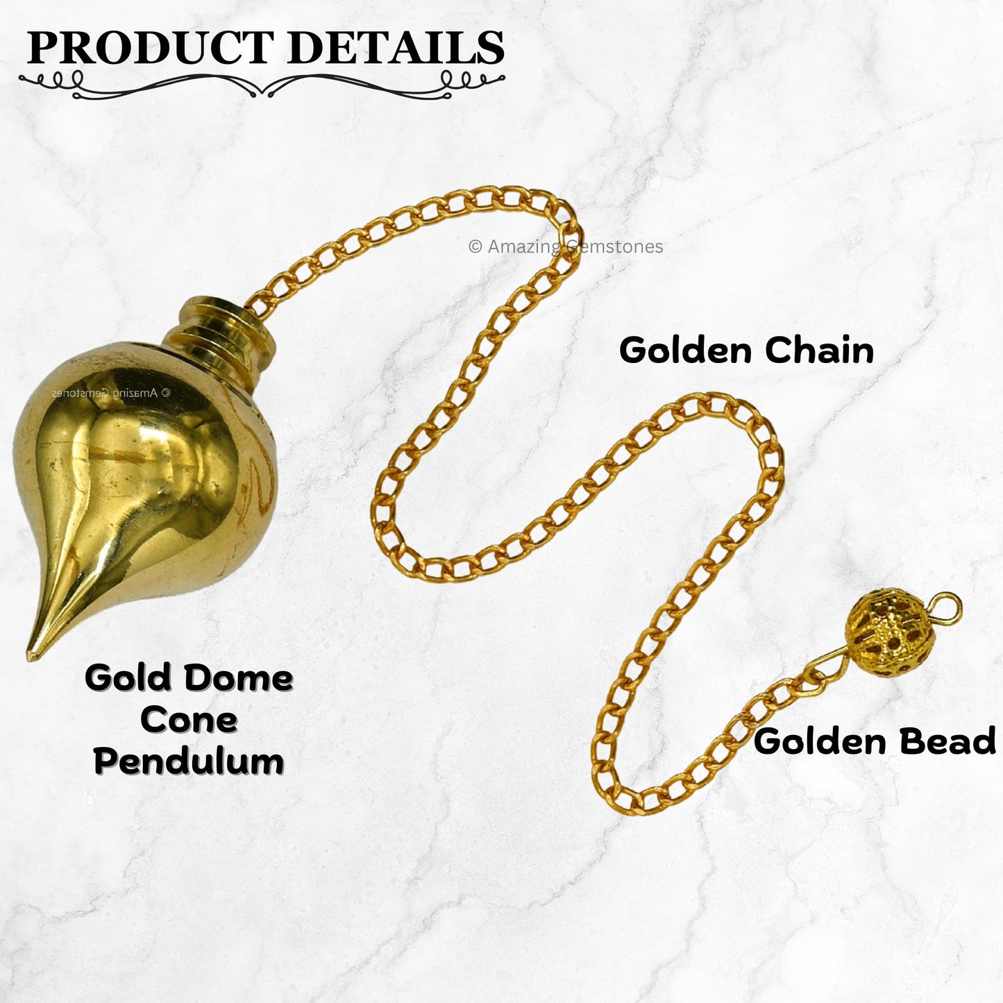 Amazing Gemstone Healing Metal Pendulums for Divination, Gold Dome Cone with Point Steel Copper Pendulum High Energy Pendulo de Bronce Pendulos de Mesa MP108