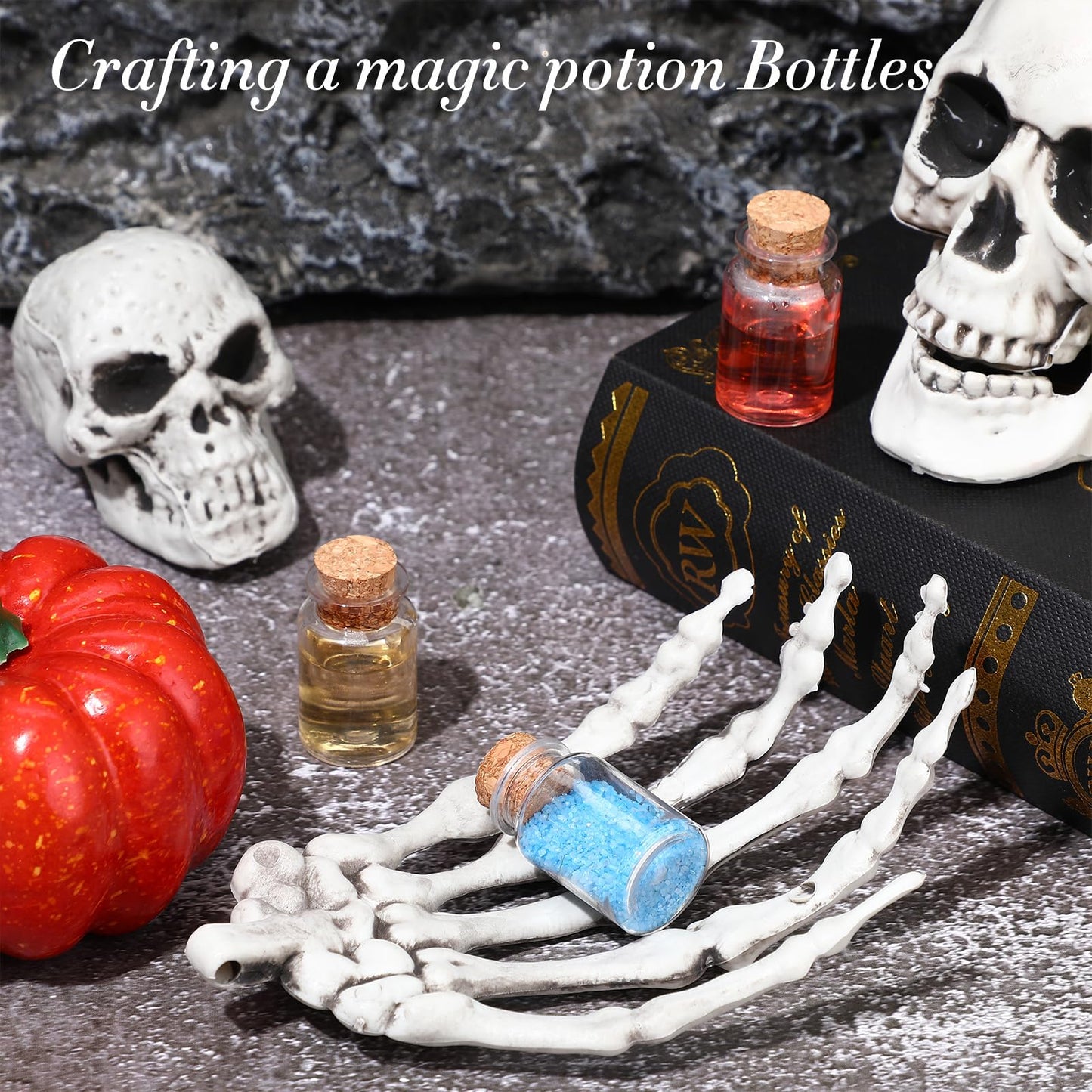 Bokon 50 Packs Mini Plastic Bottles with Corks Stoppers Eye Screws Funnels Small Potion Bottles Tiny Clear Sand Art Jar Wishing Vial for Birthday Party DIY Crafts Gift