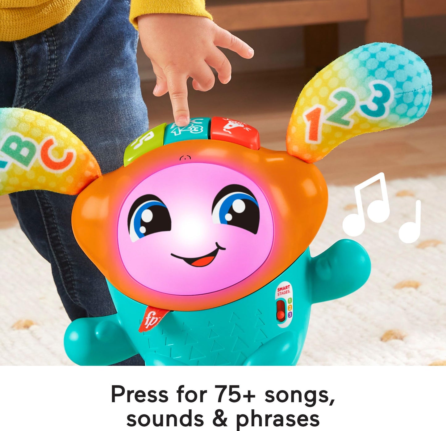 Fisher-Price Baby & Toddler Learning Toy DJ Bouncin’ Beats with Music Lights & Bouncing Action for Ages 9+ Months, Multilanguage Version