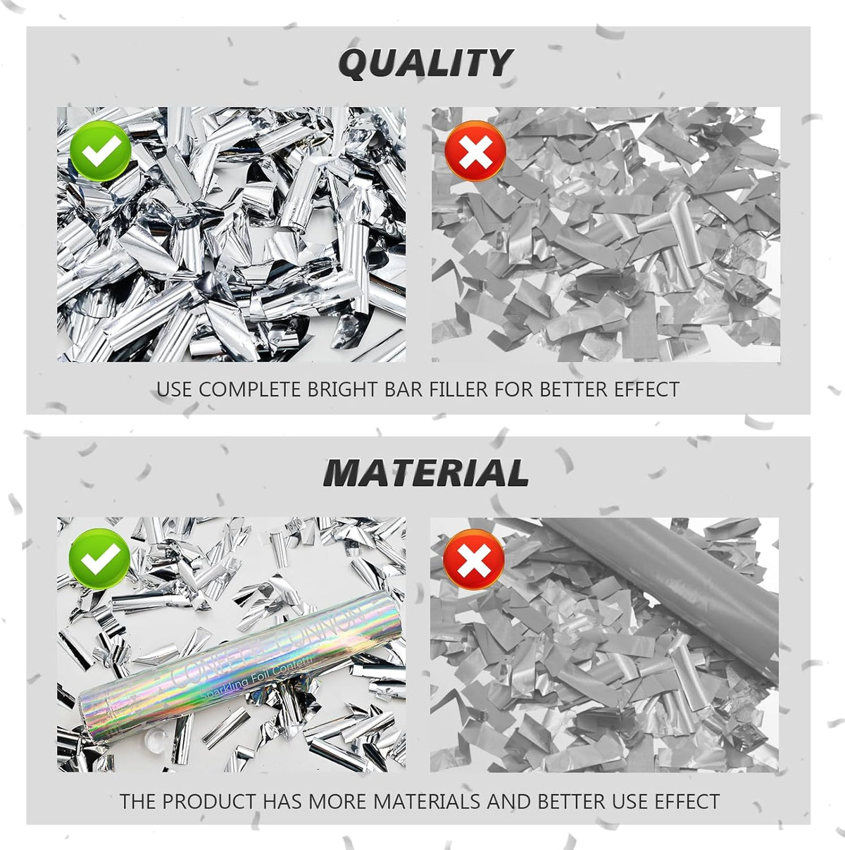 Confetti Cannon 12 Pack Sliver Confetti Poppers 12 Inch Streamer Cannon Foil Party Poppers Confetti Shooters Silver Mylar Popper Cannon Bulk for Wedding,Birthday,Graduations New Year Celebration