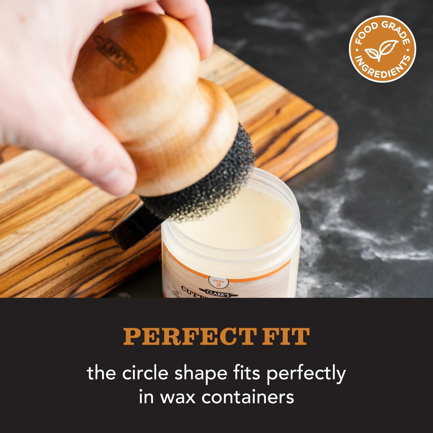 CLARK'S Food Grade Mineral Oil & Wax Applicator for Round Wood Cutting Board, Butcher Blocks, Bamboo, and Utensils – USA Maple Construction