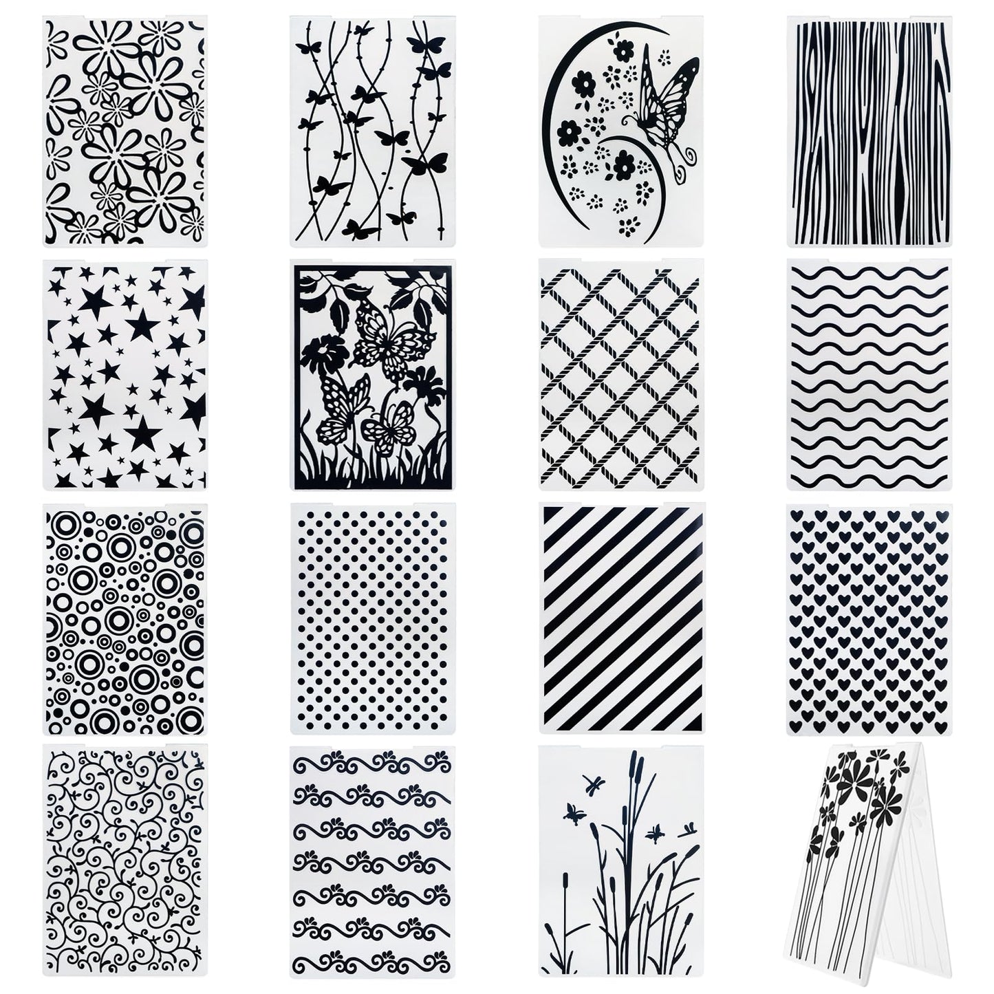 Hedume 16 Pieces Embossing Folders, 5.9" x 4.1" Embossing Machine Template Paper Card Folder, Classic Style Plastic Template Cards for Card Making, DIY Flower Scrapbook, Photo Album, Craft Decoration
