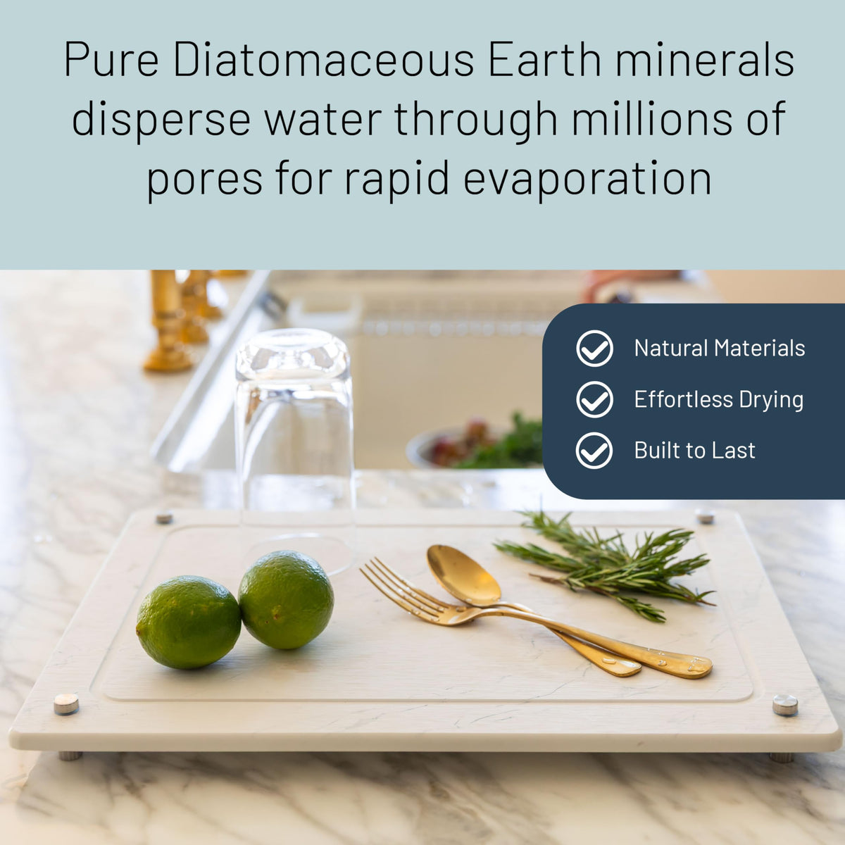 White Stone Dish Drying Mat for Kitchen Counter