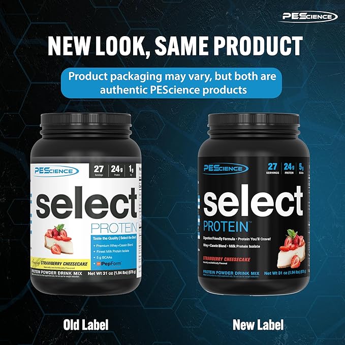 PEScience Select Low Carb Protein Powder, Strawberry Cheesecake, 27 Serving, Whey and Casein Blend, Keto Friendly, Gluten Free, Best Tasting, Clean Isolate for Women and Men
