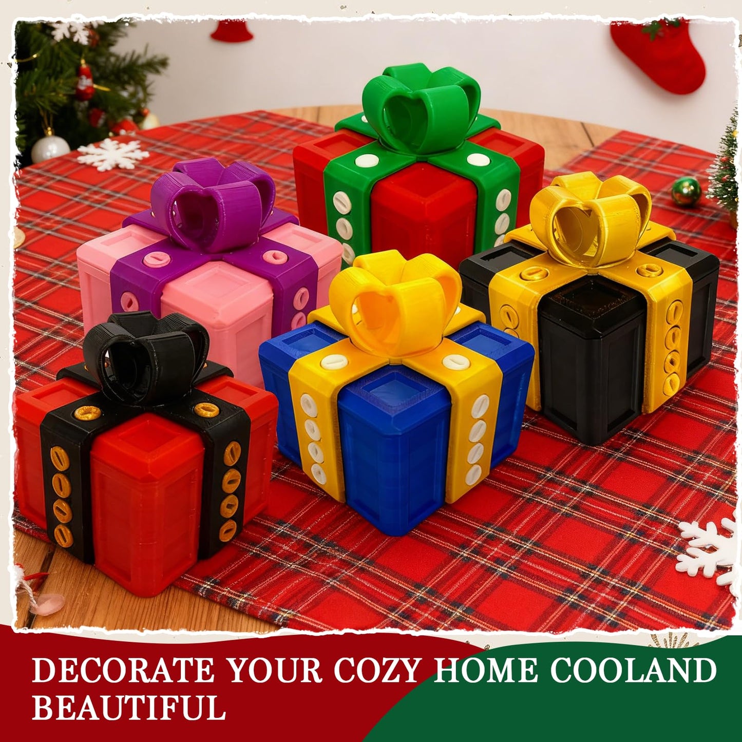 PUEEZOC Annoying Gift Box with Screws Hard to Open Gift Box Prank Gifts Funny Annoying Present Box Novelty 3D Printed Gag Gift for Christmas(Black Gold)