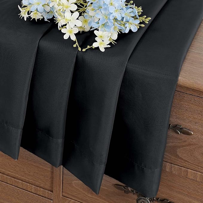 Black Window Sheer Curtains 54 inch Length, Soft Airy Light Filtering Sheer Curtain 2 Panels Set, Dual Rod Pocket Gauze Black Drapes for Living Room Bedroom, 2x42Wx54L Inches
