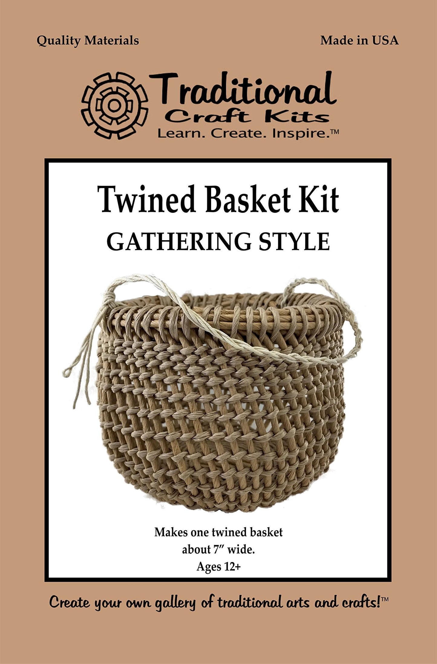 Traditional Craft Kits Twined Basket Weaving Kit – Gathering Style DIY Basket Making Supplies – Includes Fiber Rush, Hemp Twine, and Photo Instructions – Beginner to Intermediate Craft