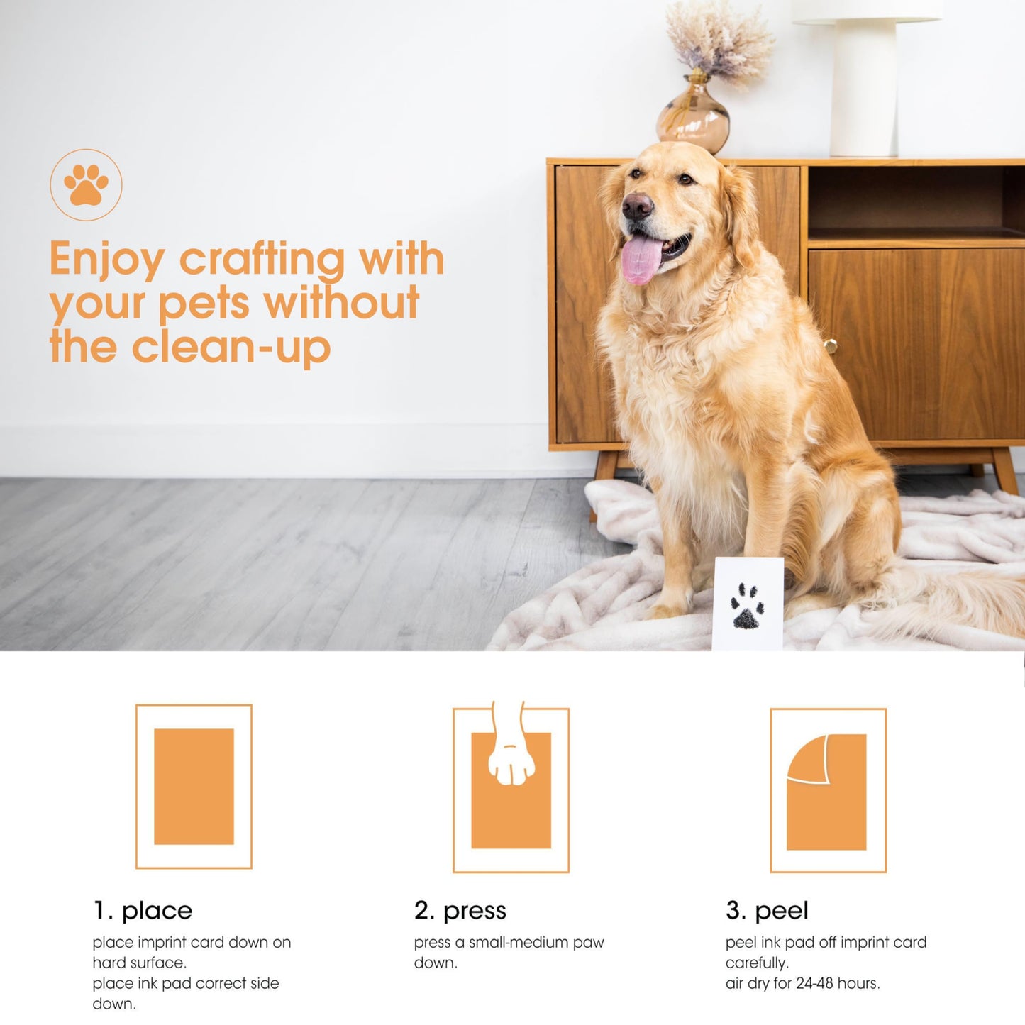 Pearhead Pet Clean-Touch Ink Pad, Medium/Large, Black Ink Pad for Cats or Dogs, Pet Owner, Pet Owner Must Have Item, Pet Memory Keepsake, for Medium to Large Pets