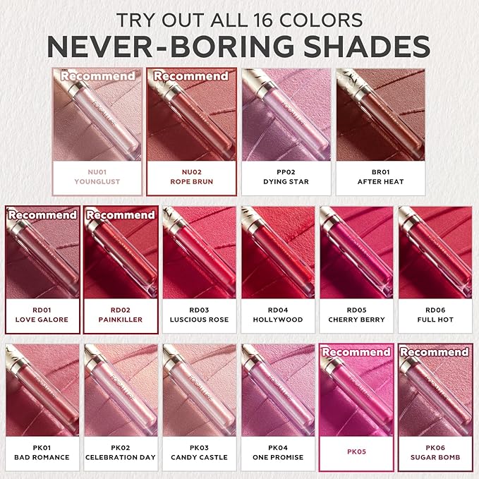 FOCALLURE Metallic Liquid Lipstick,Non Stick Cup Lip Gloss,High Impact Lip Color with Transfer-proof Wear,Long Lasting & Waterproof Lipstick Makeup for Women,YoungLust