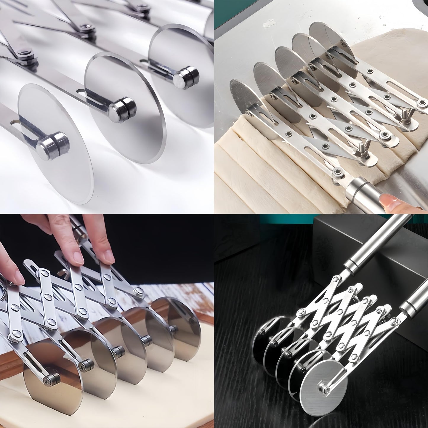 5-Wheel Professional Pastry Cutter - Stainless Steel Pizza & Dough Tool, Multi-Use Kitchen Utensil for Baking, Lattice Cutting, Cookie Dividing - Heavy Duty Pastry Wheel with Ergonomic Handle