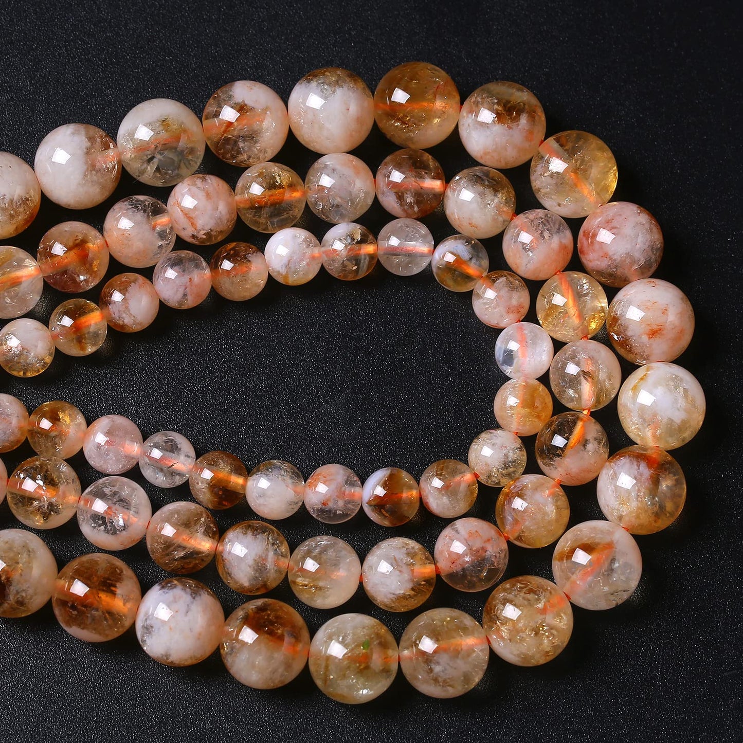 36PCS 10MM Natural Citrine Cloudy Lace Crystal Quartz Beads Healing Energy Gemstone Beads for Jewelry Making DIY Bracelet Necklace 15" (Cloud Citrine, 10mm)